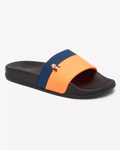 Royalfashion Oranžové a tmavě modré dámské gumové žabky Lierigs