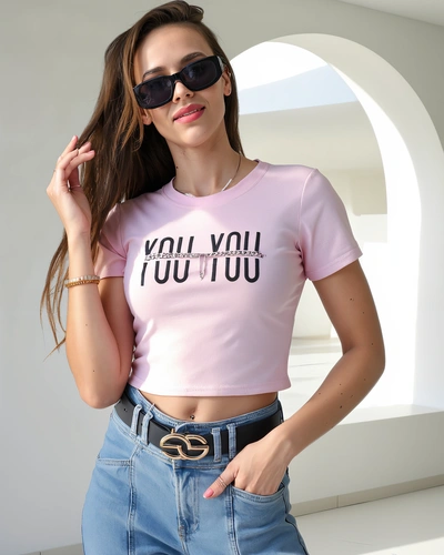 Royalfashion dámský bavlněný crop top s nápisem