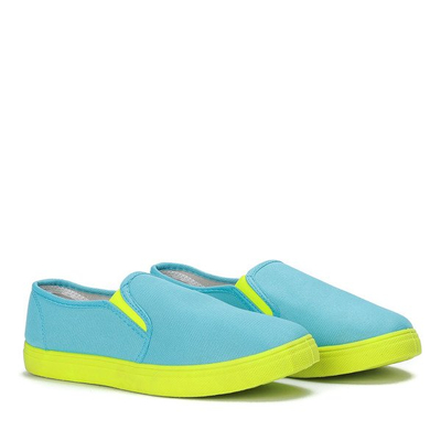 Jasnoniebiesko-neonowe trampki slip on  - Obuwie