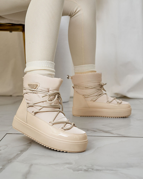 Royalfashion Жіночі черевики-сліпони a'la snow boots бежевого кольору Nevsone