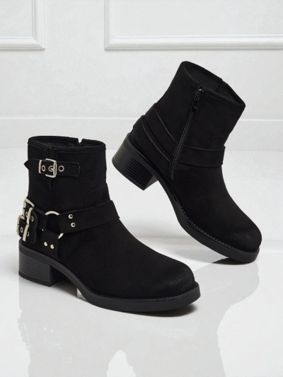 Dámské kotníkové boty z eko semiše s přezkami Valtos