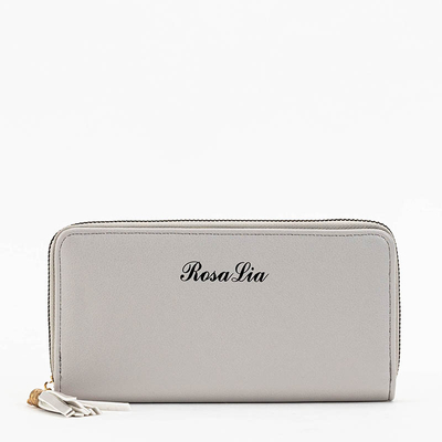 Сірий жіночий гаманець з бахромою