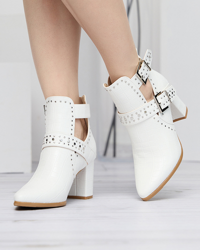 Білі черевики на шпильці з вирізами та пряжками Masieo - Взуття