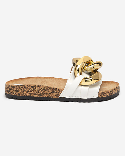 Dámské bílé pantofle se zdobením Sofig-Footwear