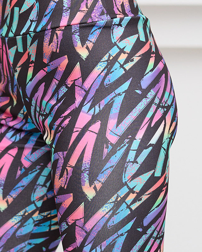 Černofialové dámské cyklistické legíny s potiskem - Oblečení