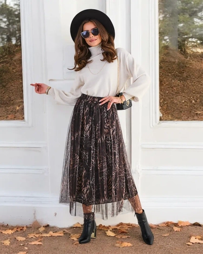 Блізько струму MIDI-спідниця для жінок Royalfashion з оздобленим тюлем