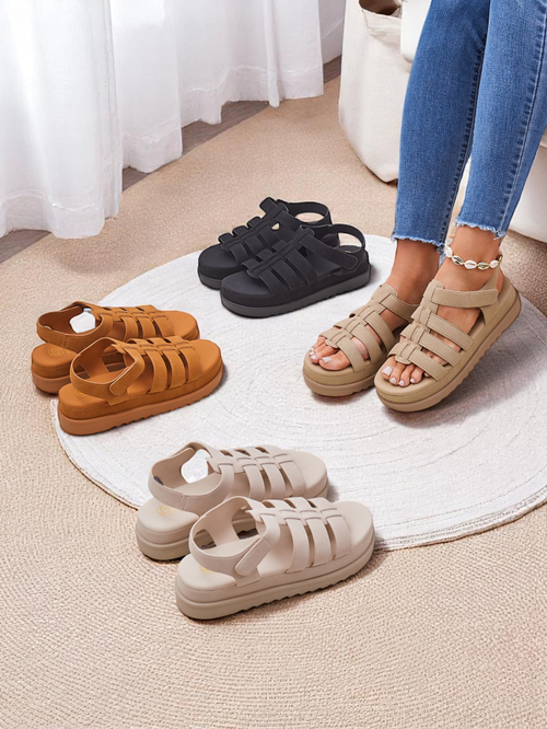 Жіночі сандалі Royalfashion Helena Classico платформа світло-коричневий