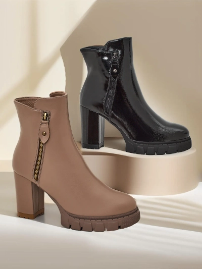 Dámské kotníkové kozačky Royalfashion Patent na sloupku Vemorro