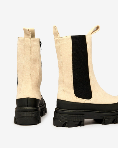 OUTLET Royalfashion Béžové dámské vysoké zateplené boty Soft Way