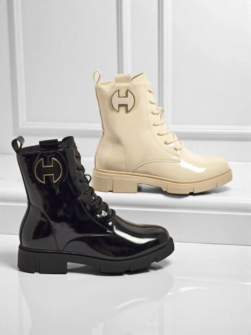 Лаковані жіночі ботільйони на шнурівці Kalen