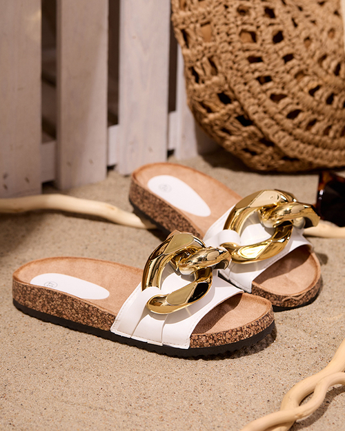 Жіночі білі тапочки з декором Sofig-Footwear