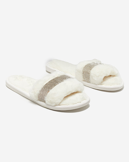 Білі жіночі капці зі стразами Tiko