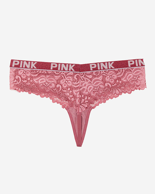 Темно-рожеві мереживні жіночі трусики стрінги - Білизна