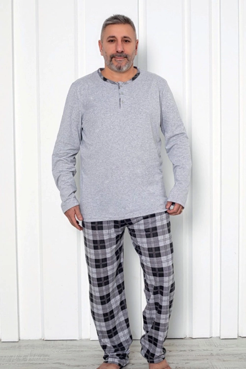 Royalfashion Чоловічі клітинні бавовняні піжами РОЗМІР PLUS