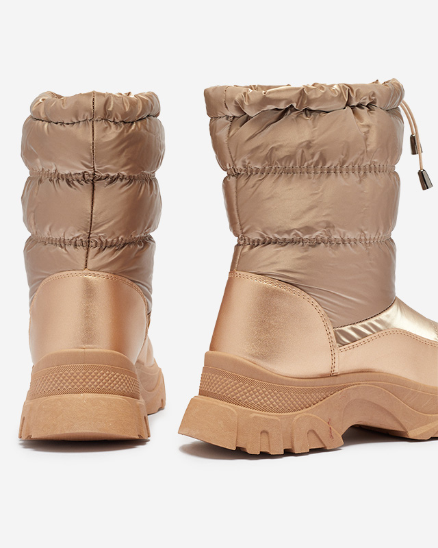 Růžově zlaté dámské prošívané sněhule Dessi - Obuv