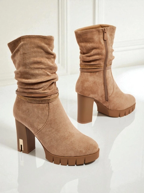 Ботильйони жіночі еко замшеві на підборах-стовпчику BrambleDusk