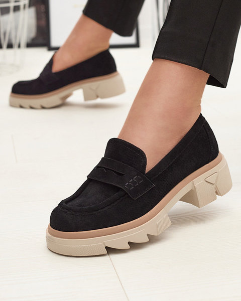 Černé dámské ažurové mokasíny na pevné podrážce Ejina - Obuv