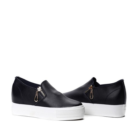 Granatowe tenisówki slip on z suwaczkami Carlee- Obuwie