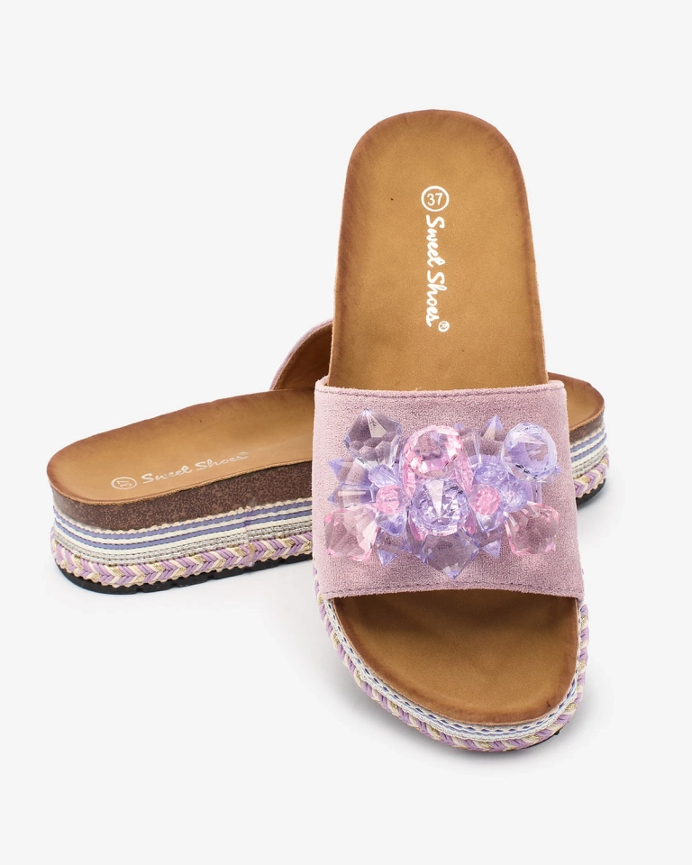 Royalfashion Dámské žabky s krystaly ve fialové barvě Bollah