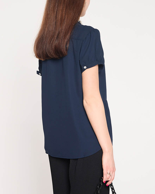 Жіноча темно-синя сорочка на ґудзиках - Одяг