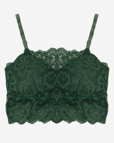 Жіночий темно-зелений мереживний бюстгальтер - Нижня білизна