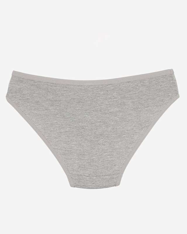 Šedé bavlněné dámské kalhotky s vyšívanou kočkou - Spodní prádlo