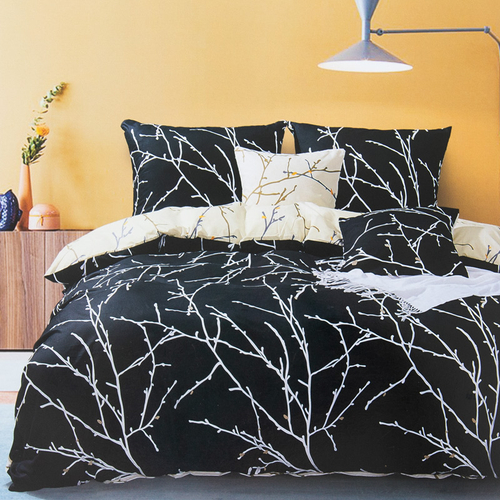 Чорна бавовняна постільна білизна 200х220, комплект з 4-х частин