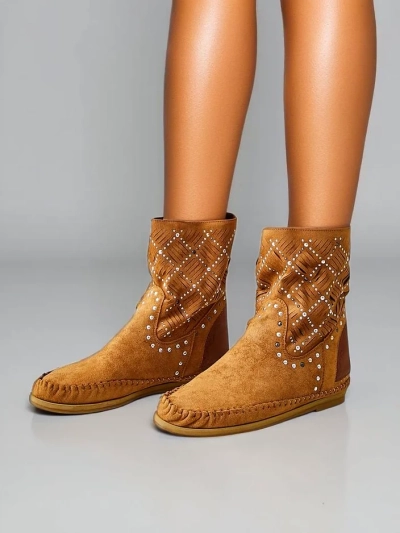 Royalfashion Жіночі черевики з низьким підбором і стразами Індійський стиль