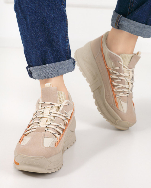 Бежеві кросівки на прихованій танкетці Neritis