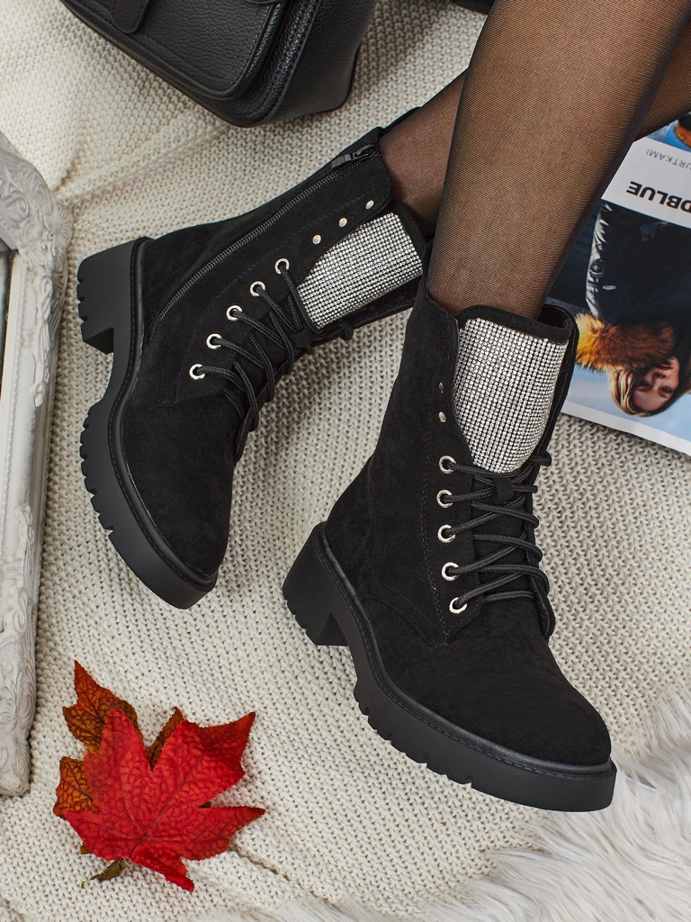 Eko semišové šněrovací dámské kotníkové boty Ferlyne