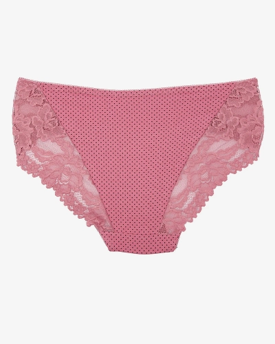 Tmavě růžové dámské kalhotky s puntíkovým potiskem - spodní prádlo