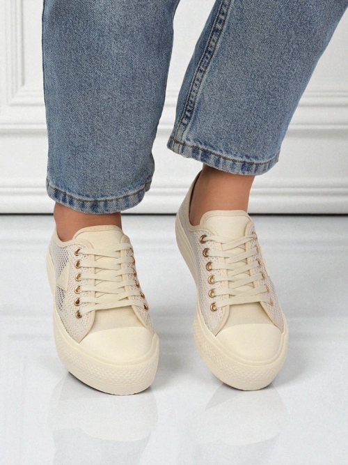 Жіночі бежеві теніски Callista Mesh - плоский каблук, колекція Літо Осінь