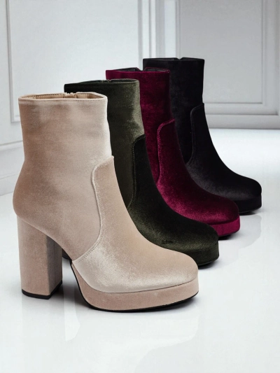 Dámské kotníkové boty na sloupku al'la Velur Miss