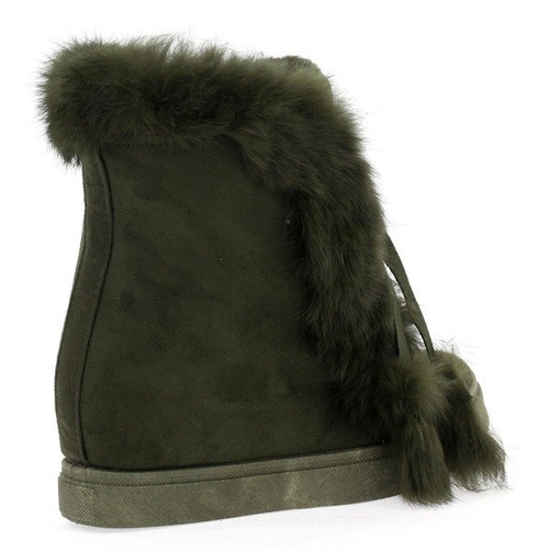 Zielone sneakersy z futerkiem - Obuwie