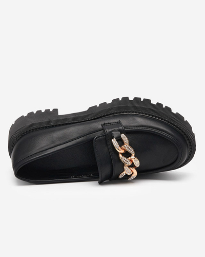 OUTLET Černé dámské boty se zlatým řetízkem Chemko- Obuv