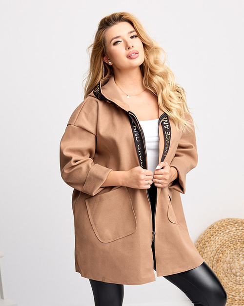 Коричнева жіноча куртка-плащ