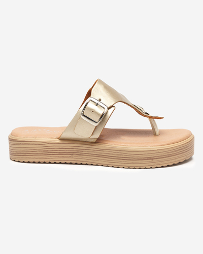 Золоті жіночі шльопанці на платформі Borico