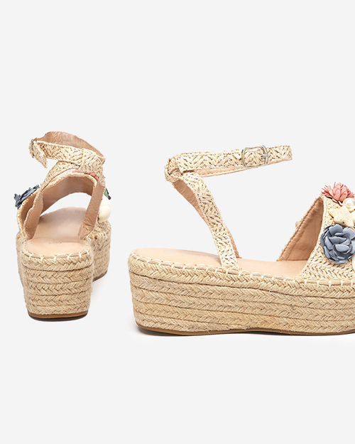 Бежеві жіночі босоніжки a'la еспадрільі з декоративним верхом Soramis - Взуття