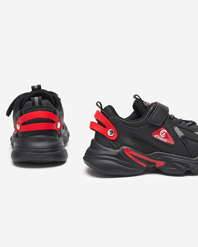 Černé dětské boty s červenými detaily Pella - Obuv