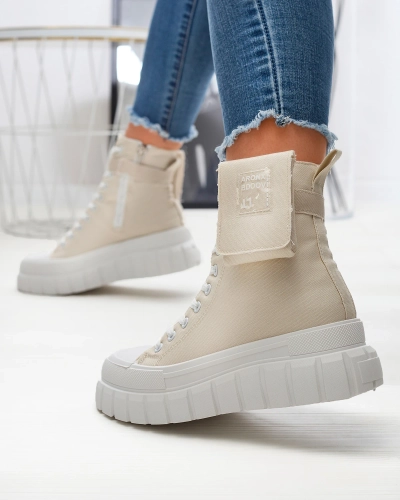 Бежеві жіночі кеди на високій платформі Uprella - Взуття