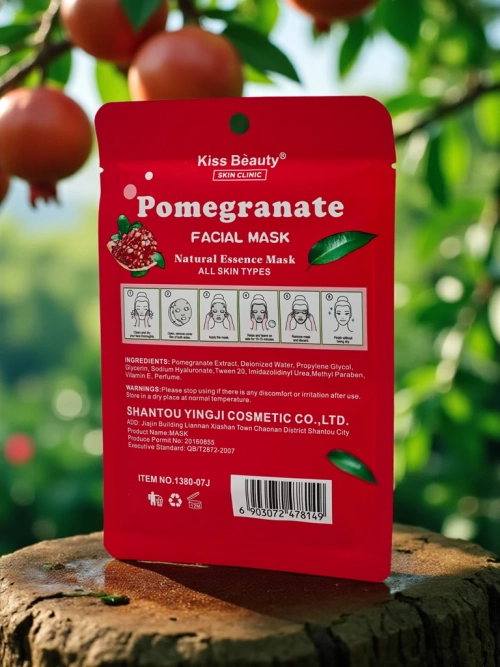 Маска для обличчя в формі серветки з гранатом - освітлює та зміцнює шкіру