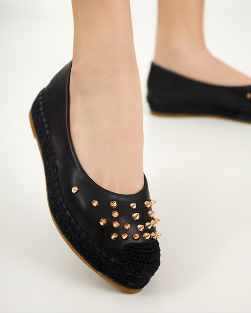 Чорні жіночі еспадрильї з оздобленням Edmaria
