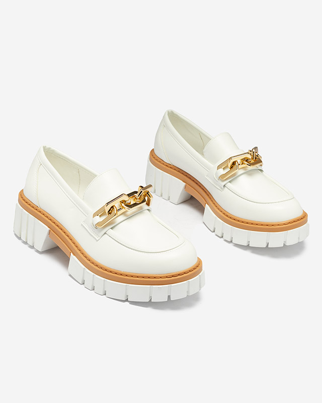 Bílé dámské boty se zlatým doplňkem Plirose - Obuv