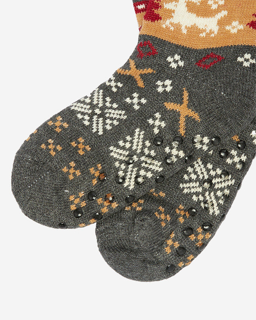 Сірі жіночі шкарпетки з новорічним візерунком - Нижня білизна