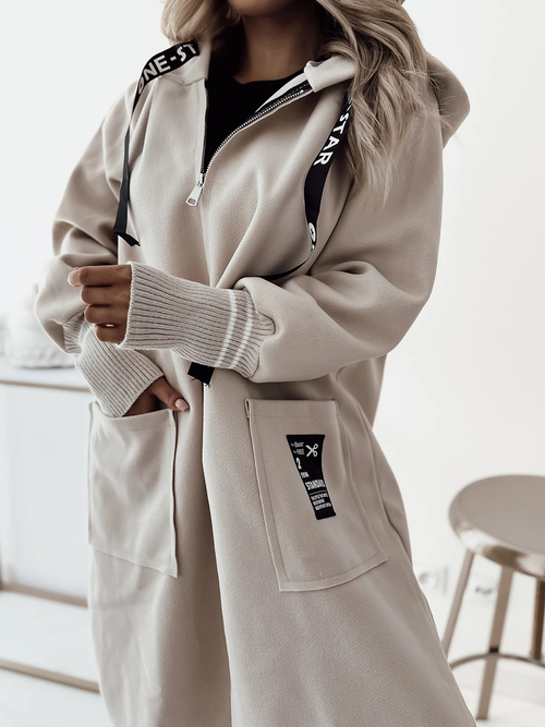 Жіноче пальто-куртка Royalfashion довжиною до коліна бежевого кольору