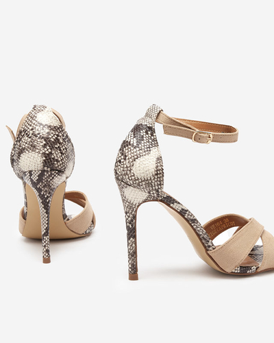 Béžové dámské sandály s ražbou na jehlici Halensi - Obuv