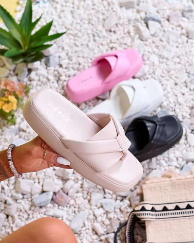 Royalfashion Béžové dámské žabky na platformě Luna Sole