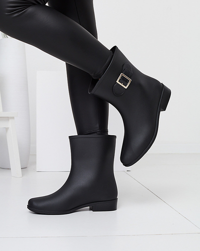 Matné černé dámské holínky do deště s přezkou Safoci - Obuv