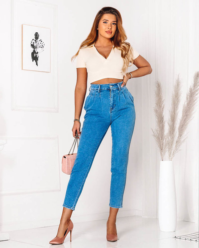 Сині джинсові жіночі штани для мами - Одяг