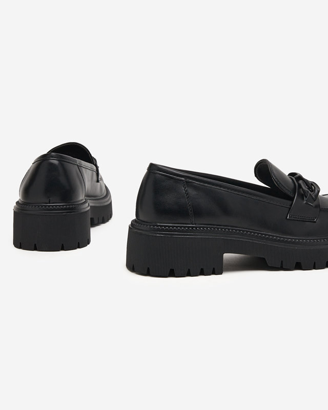 OUTLET Černé dámské boty z ekokůže s řetízkem Konera - Obuv